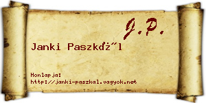 Janki Paszkál névjegykártya